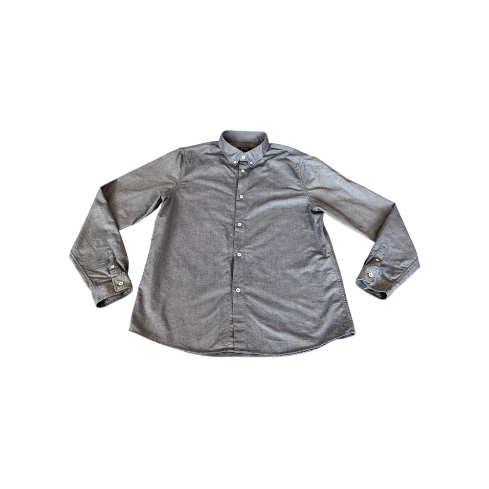 APC Rue Madame Paris Mens XL Blue Chambray Button Down Long Sleeve Shirt